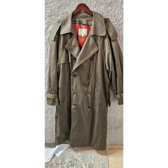 Classic London Fog Dark‎ Khaki Zip Out Liner Men's Trench Coat Size 40 Regular - Picture 2 of 10